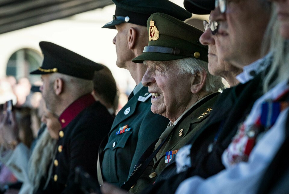 ANERKJENNELSE: Veteraner under markeringen av Frigjøringsdagen 8. mai på Festningsplassen i Oslo.
