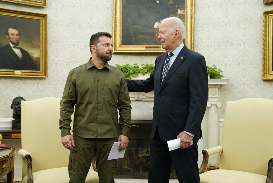 FÅR STØTTE: Volodymyr Zelenskyj møtte Joe Biden den 21. september 2023.