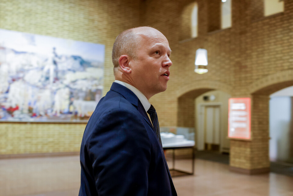 FINANSMINISTER: Trygve Slagsvold Vedum (Sp) legger fram Statsbudsjettet på Stortinget, fredag 6. oktober.