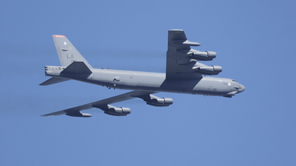 B-52: Det amerikanske B-52 Stratofortress bombeflyet skal fly inn i lav høyde over Akerhus festning klokken 12.00 på fredag. Bilde tatt i 2023.