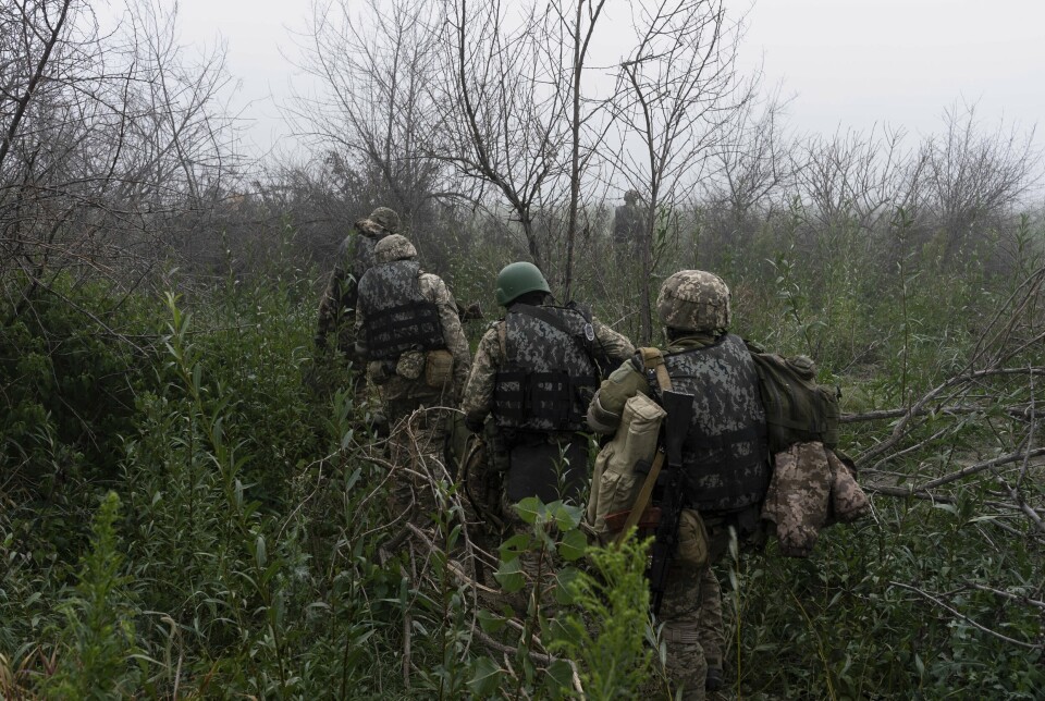 VERVET SEG: Ukrainske soldater ved fronten nær Dnipro-elven i Kherson-området i Ukraina. Bildet er tatt 14. oktober.