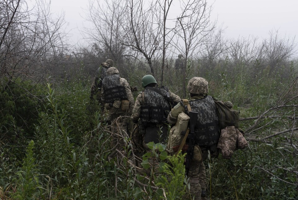 VERVET SEG: Ukrainske soldater ved fronten nær Dnipro-elven i Kherson-området i Ukraina. Bildet er tatt 14. oktober.