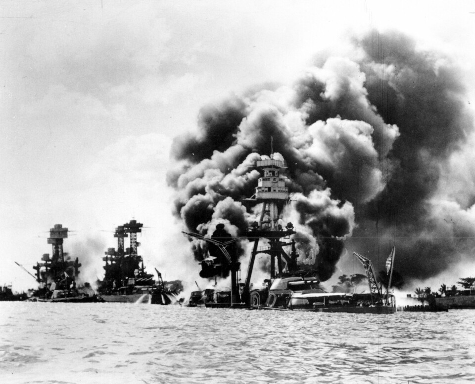 SNUDDE KRIGEN: Angrepet på Pearl Harbor ved øya Oahu på Hawaii i Stillehavet 7. desember 1941.