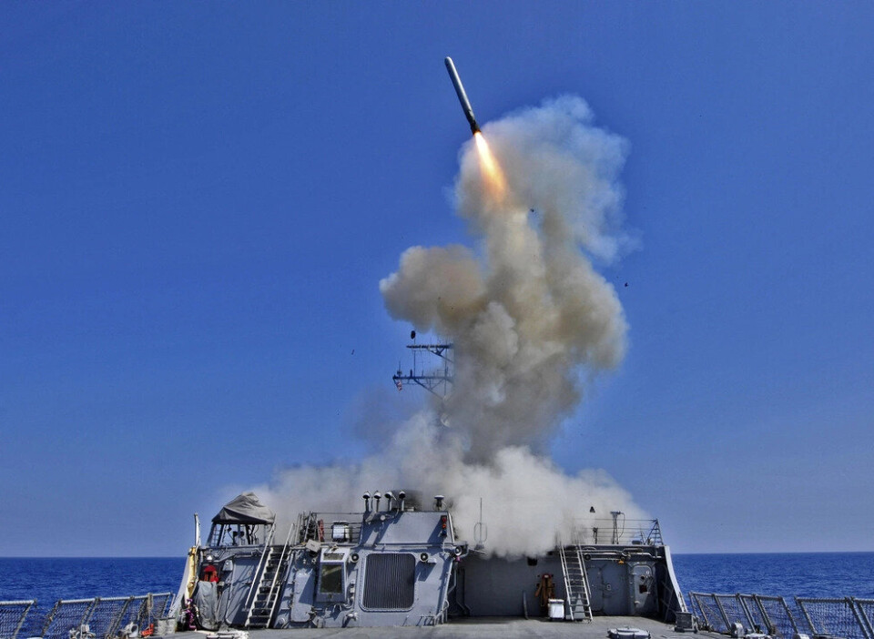TOMAHAWK: Et Tomahawk-kryssermissil skytes opp fra Arleigh Burke-klasse-destroyeren USS Barry i 2011.