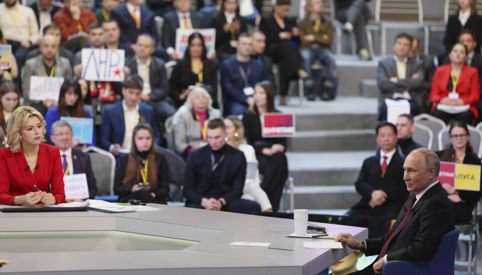 PLANLAGT: BBC mener Putins årlige TV-sendte pressekonferanse var «nøye koreografert».