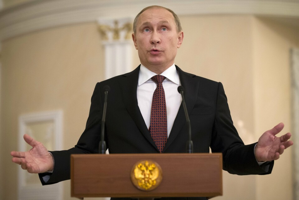 «FREDSAVTALE»: Russlands president Vladimir Putin under en pressekonferanse etter samtaler i Minsk i Belarus i februar 2015.