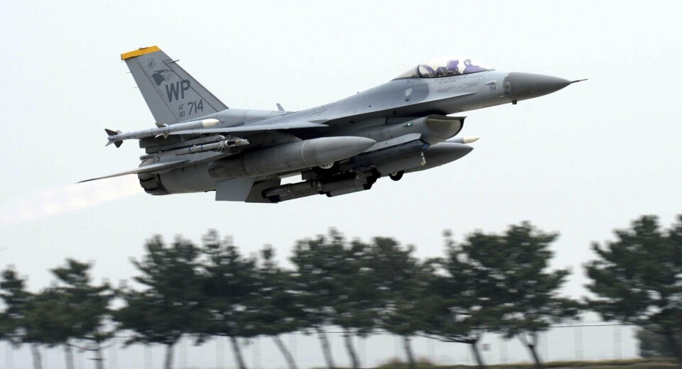 STYRTET: Nok et amerikansk F-16-fly har havnet i Gulehavet. Flyet ovenfor er fra april 2017 i forbindelse med en øvelse ved Kunsan Air Base i Gunsan, Sør-Korea.