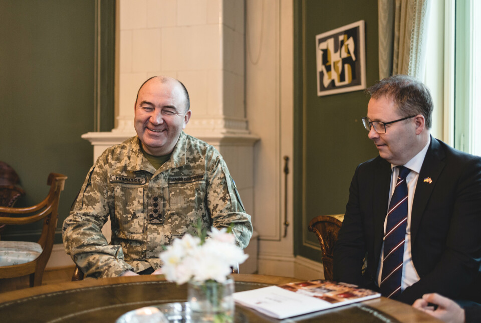 TAKK: Havryliuk takket Norge for støtten. Her sammen med forsvarsminister Bjørn Arild Gram.