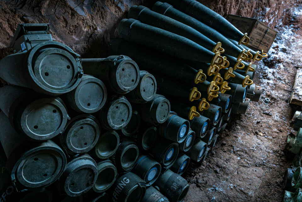 VÅPEN: Artillerigranater til M109 selvdrevet artillerikjøretøy ved frontlinjen. I januar 2024 har det vært kraftige sammenstøt mellom russiske og ukrainske styrker rundt Bakhmut i Donetsk oblast.