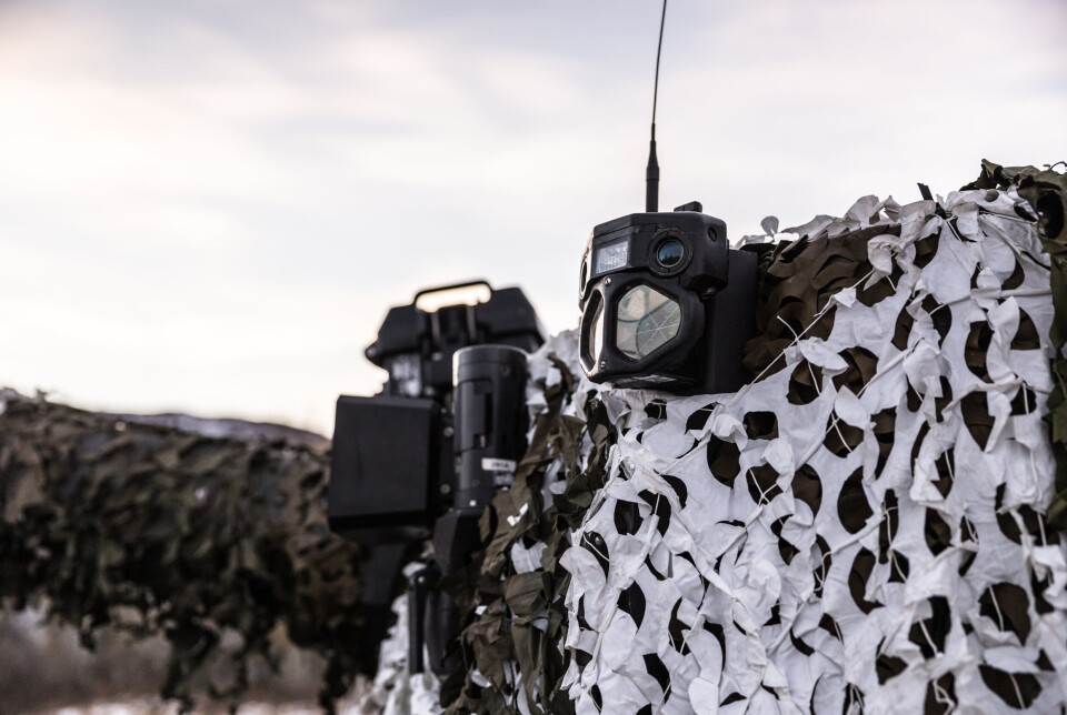 Øvelse Arctic Bolt i Indre Troms. Lasersensorer brukt til å registrere trefninger på en panservogn.