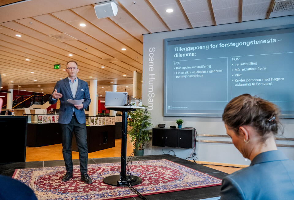 NØYE VURDERT: Kunnskapsdepartementet har vurdert nøye mot og for tilleggspoengene som gis etter endt førstegangstjeneste.