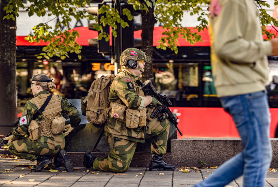 SENTRUM: Heimevernssoldater under en øvelse i Oslo i 2023.
