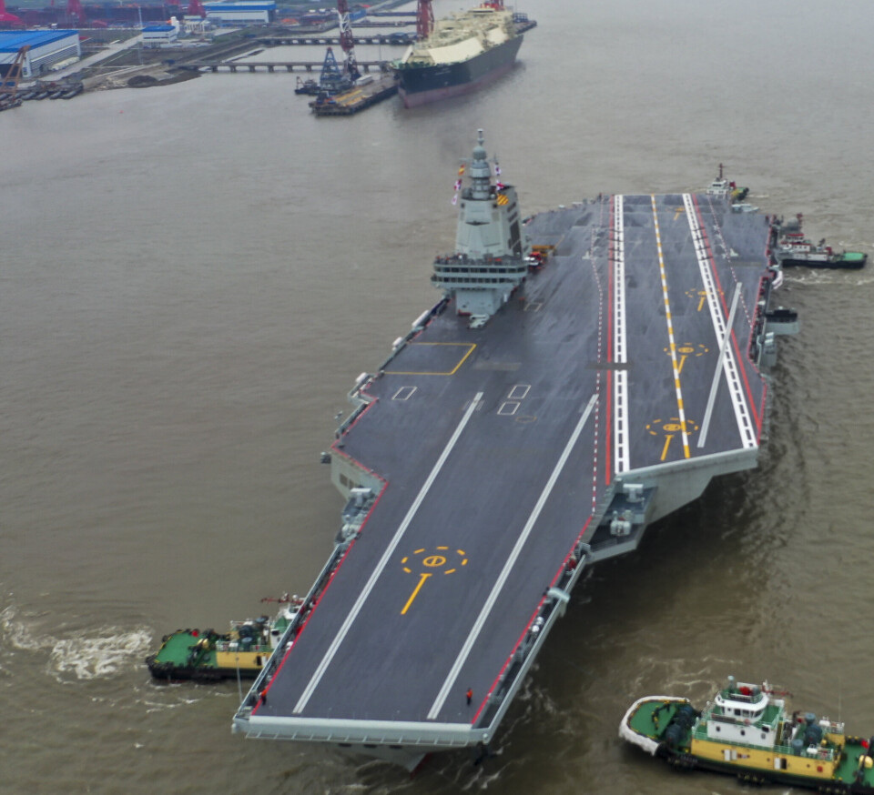 Kinas nyeste hangarskip har sitt første prøveseilas