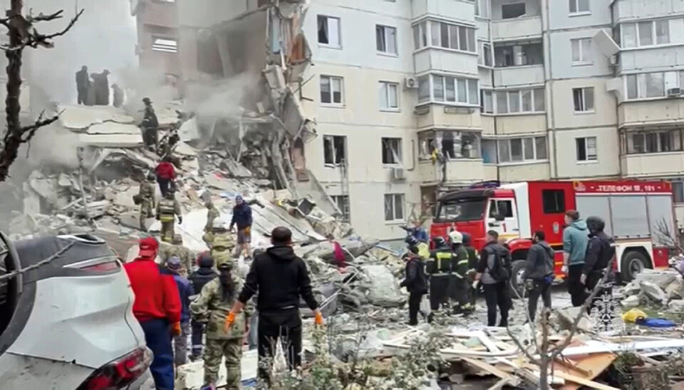 UKRAINSK ANGREP: I den russiske byen Belgorod raste en ti etasjes boligblok som tok livet til 5 personer og skadet rundt 20, ifølge det russiske krisedepartementet.