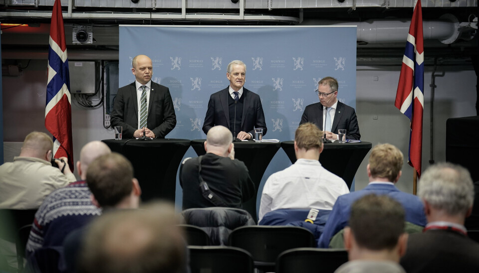 NY PLAN KLAR: Fra pressekonferansen der regjeringen la fram sitt forslag til langtidsplan for Forsvaret i april.