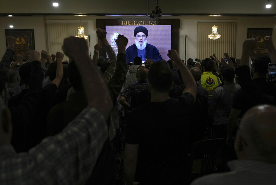 TALE: Hizbollah-leder Sayyed Hassan Nasrallah under en tale 19. juni.