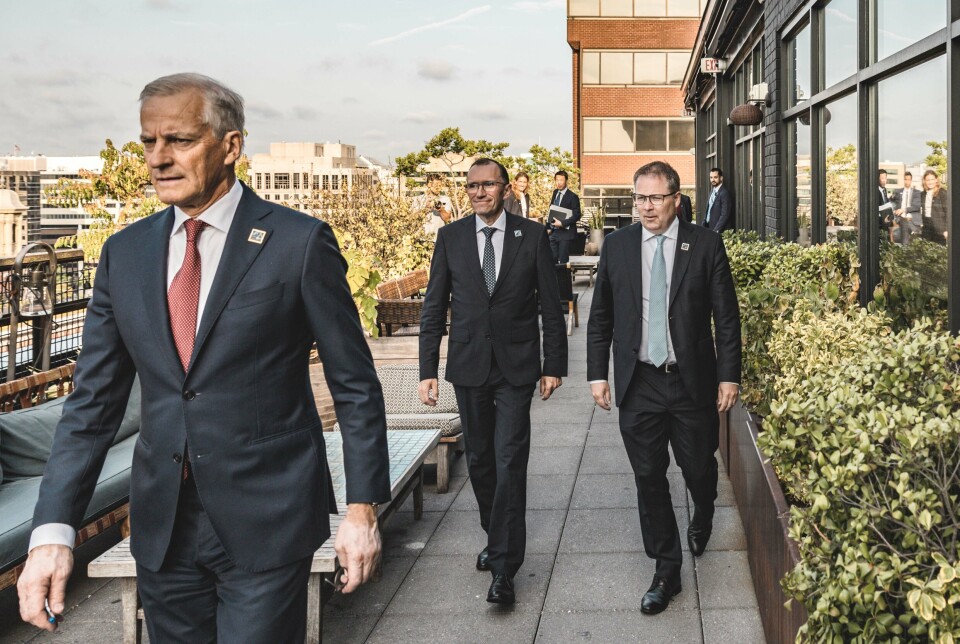 DONASJON: Statsminister Jonas Gahr Støre (Ap) og forsvarsminister Bjørn Arild Gram (Sp) annonserte onsdag at Norge skal donere seks F-16-kampfly til Ukraina.