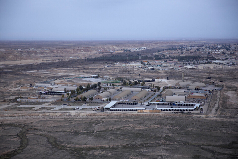 IRAKISK BASE: Ain al-Asad basen er en flybase vest i Irak. Internasjonale styrker holder til på basen, inkludert norske soldater. Bildet er tatt i desember 2019.