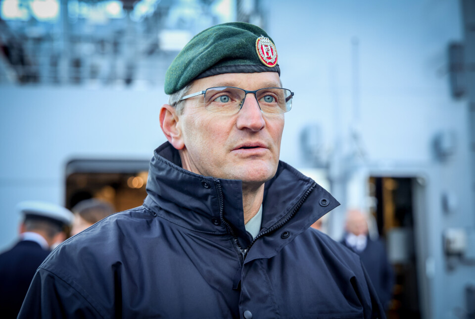 FORKLARER FORSINKELSER: Øyvind Kvalvik, Investeringsdirektør i Forsvarsmateriell, her under dåpen av KV Bjørnøya i vinter.