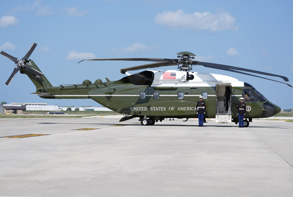 MARINE ONE: Et nytt helikopter av typen VH-92A ventet USAs president Joe Biden på Chicagos O'Hare internasjonale flyplass 19. august