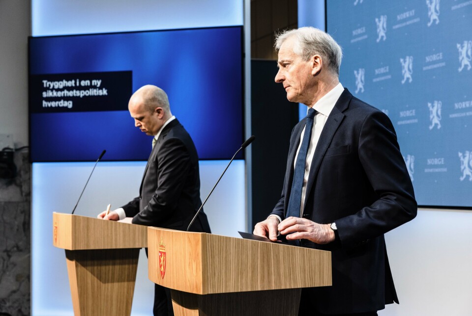 BUDSJETT: Tirsdag møtes regjeringen til sin siste budsjettkonferanse før statsbudsjettet kommer i begynnelsen av oktober. Bildet er fra en pressekonferanse om krigen i Ukraina og konsekvensar for Noreg april 2022.