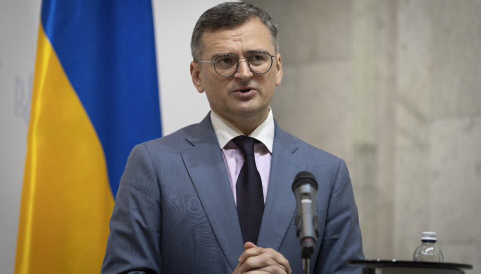 VIL GÅ AV: Ukrainas utenriksminister Dmytro Kuleba under en pressekonferanse i Kyiv, 21. mai 2024.