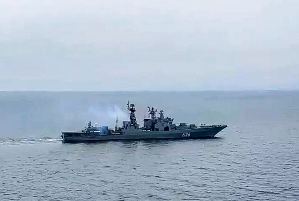 ØVELSE: Krigsskipet Viseadmiral Kulakov under en øvelse i Barentshavet i august.