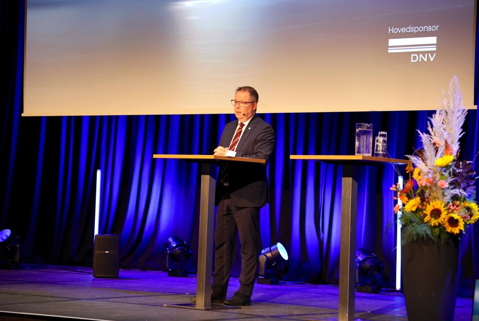 TALTE: Bjørn Arild Gram på podiet under Haugesundkonferansen.