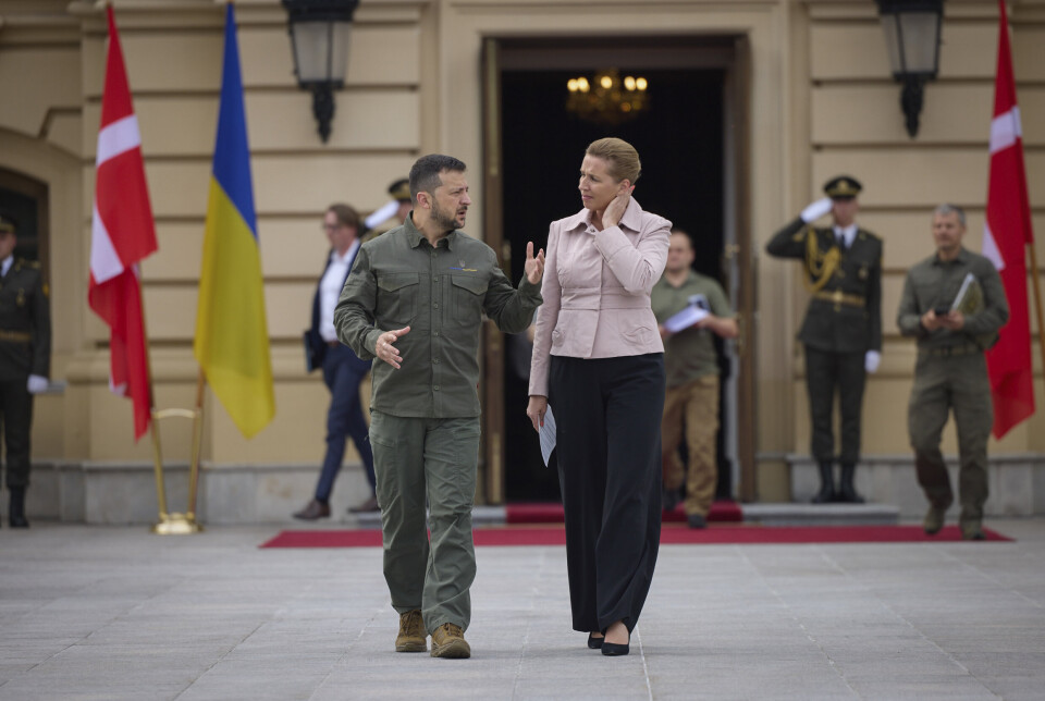 KYIV: Danmarks statsminister Mette Frederiksen møtte Ukrainas president Volodymy Zelenskyj under et besøk i Kyiv 6. september 2023.