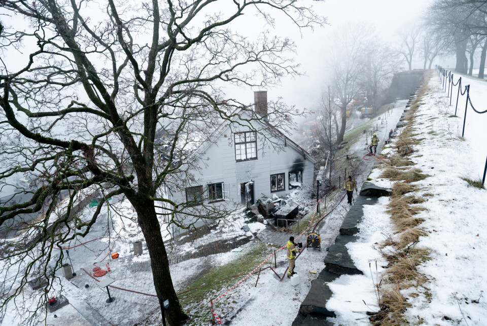 TOTALSKADET: Lørdag 4. februar 2023 brøt det ut brann i Festningen Restaurant. Bygget fikk omfattende skader og oppbygningsarbeidet skal etter planen ferdigstilles i løpet av året.