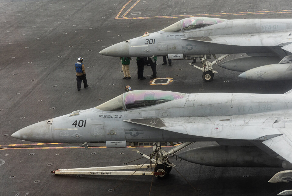 SUPER HORNET: Kampflyene om bord er av typen F/A-18 Super Hornet.