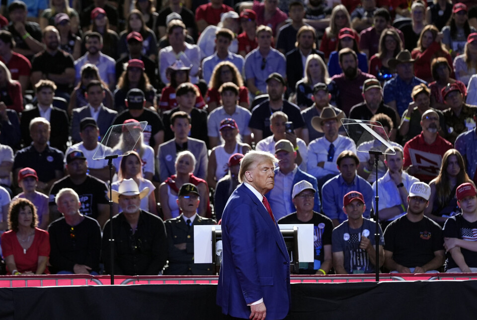 ARIZONA: Republikanernes presidentkandidat Donald Trump, under et valgmøte i Tempe, Arizona 24. oktober 2024.