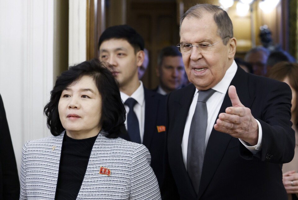 MOSLVA: Choe Son-hui og Sergej Lavrov i Moskva i januar.