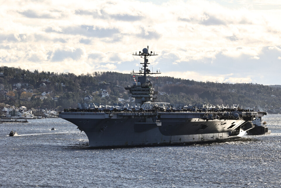 OSLO: Et av verdens største hangarskip, Harry S. Truman, på vei inn i Oslofjorden i november i fjor i forbindelse med besøket til Oslo. Bildet er tatt fra Oscarsborg festning.