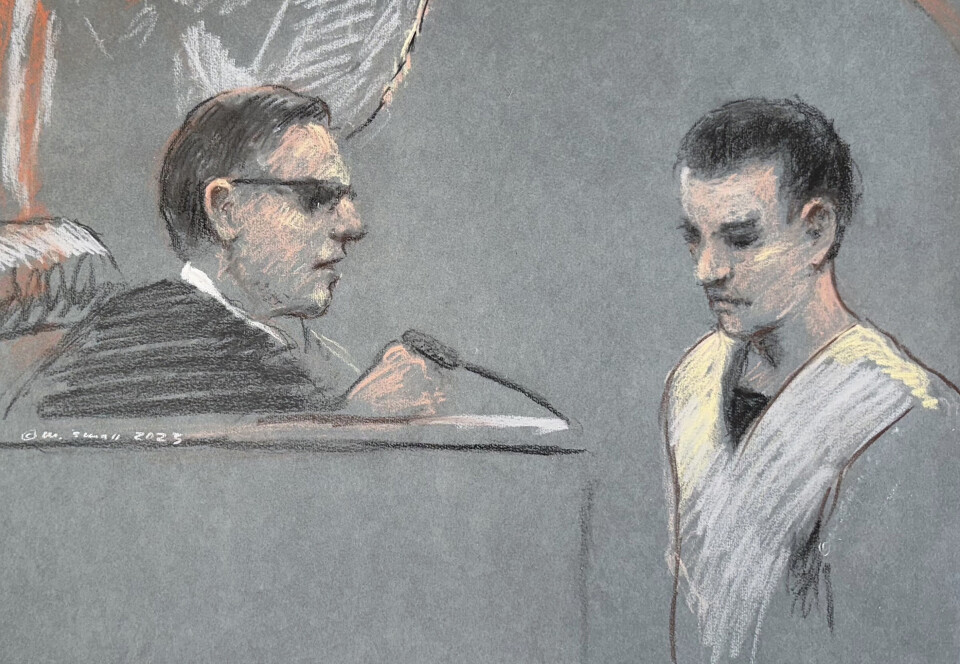 ILLUSTRERT: Et illustrasjonsbilde viser Jack Teixeira i retten i Boston 14 April 2023.