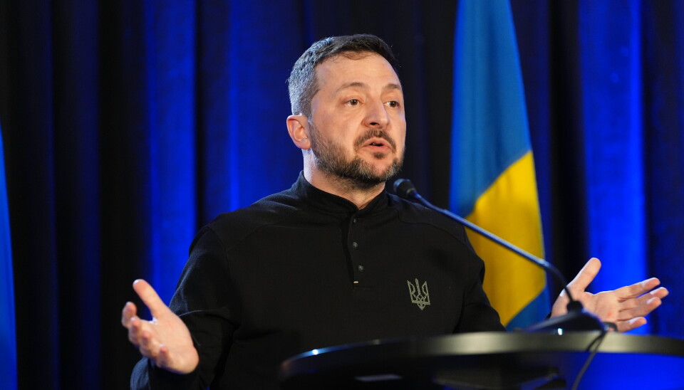 TALTE: Ukrainas president Volodmyr Zelenskyj talte til EU-parlamentet tirsdag. Bildet er tatt i Reykjavik i oktober i år.