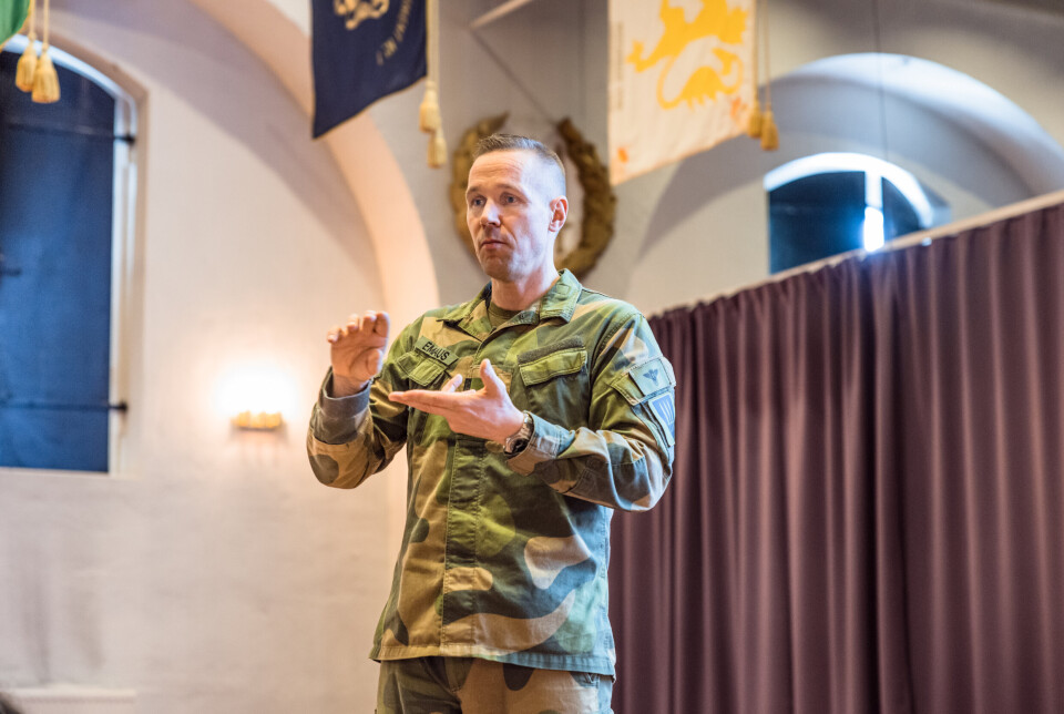RETURTILBUD: Ole-Christian Emaus fotografert under et pressemøte på Akershus festning i forbindelse med Cold Response 2022.