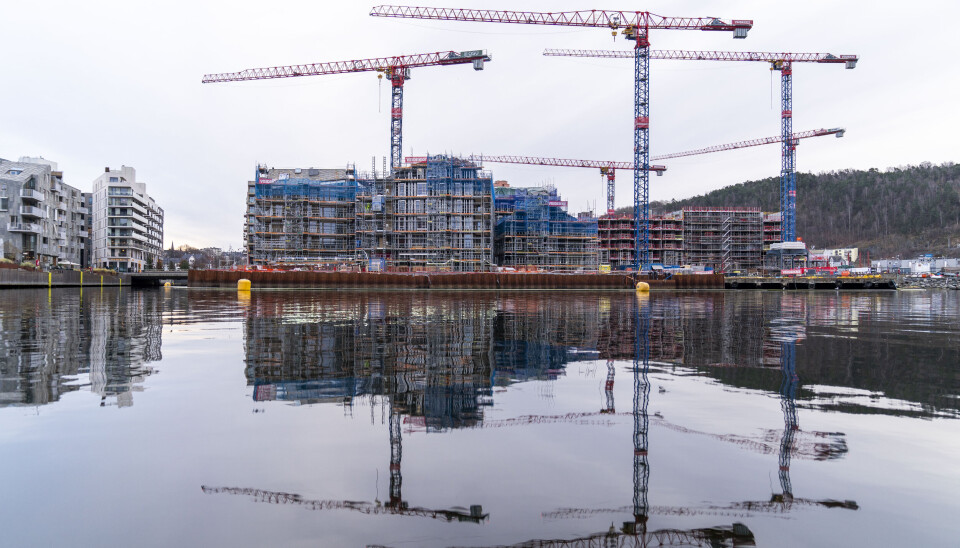 NYBYGG: Nye bygg settes opp i Bjørvika i Oslo.