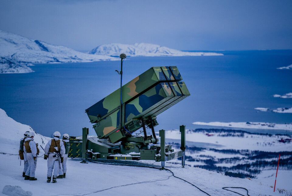 LUFTVERN: Det norske luftvernsystemet Nasams, her på en fjelltopp ved Evenes flystasjon i forbindelse med en Nato-øvelse i 2023.
