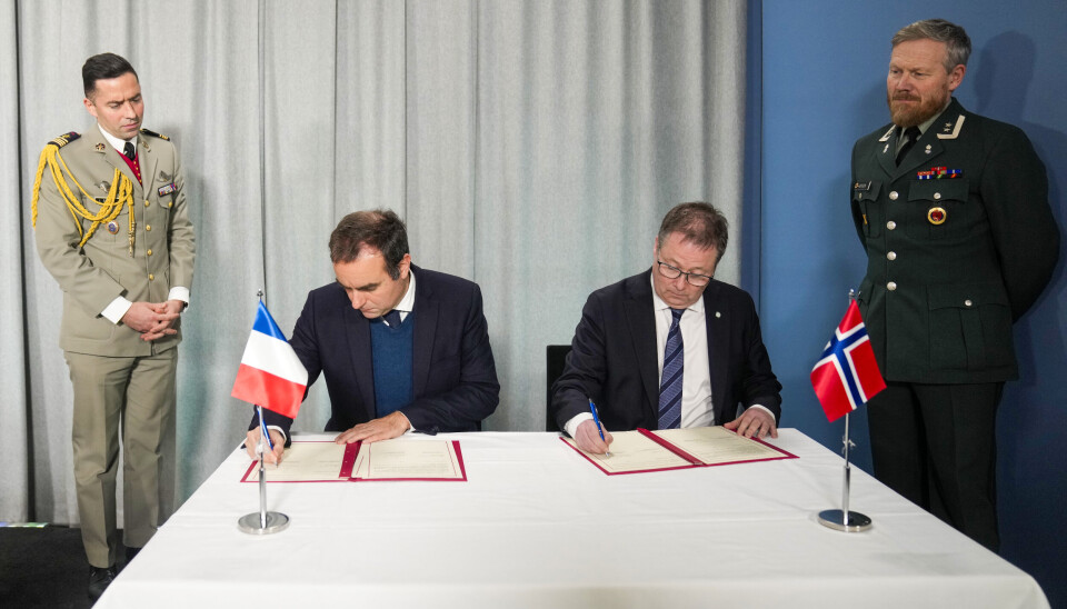 SIGNERT: Frankrikes forsvarsminister Sébastien Lecornu besøkte forsvarsminister Bjørn Arild Gram (Sp) i Oslo.