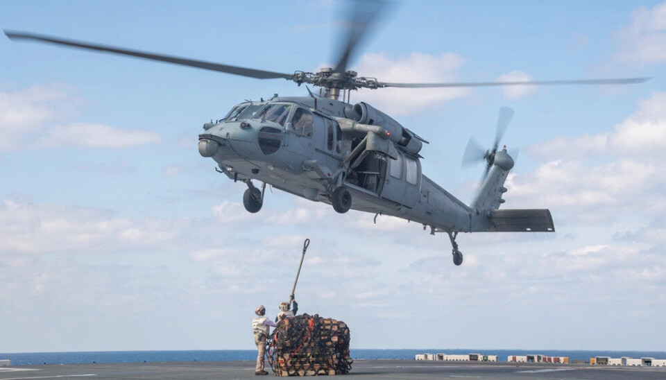 SKUTT NED: Et MH-60 Seahawk helikopter er den første amerikanske marine helikoptertypen til å skyte ned en drone.