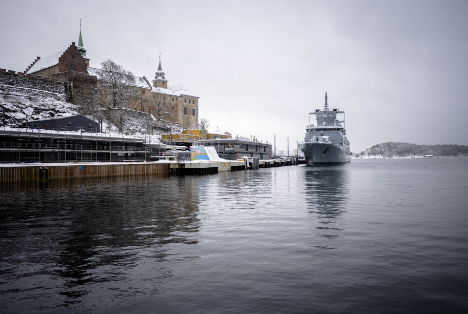 I OSLO: Den tyske fregatten Nordrhein-Westfalen lå til kai ved Akershus festning.