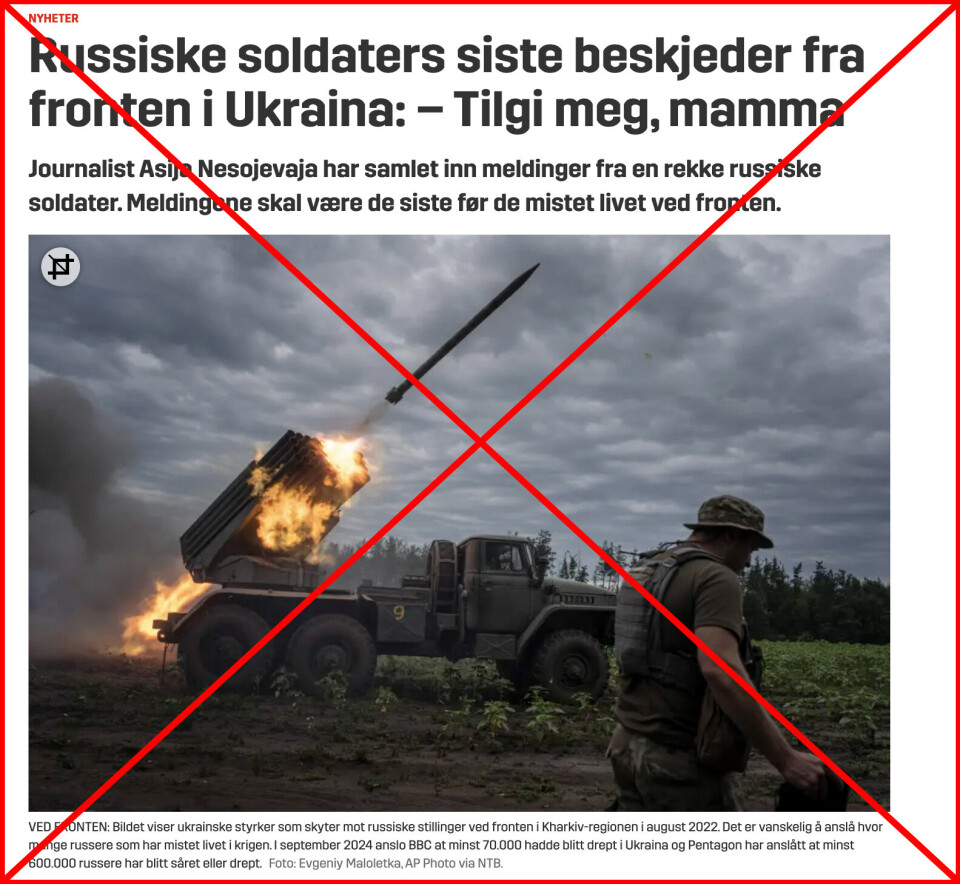 AVPUBLISERT: Slik så artikkelen som ble publisert i Forsvarets forum ut.