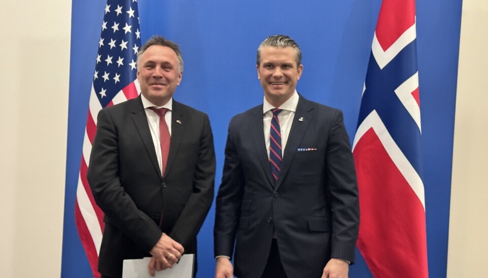HEGSETH: Forsvarsminister Tore O. Sandvik møtte USAs forsvarsminister Peter Hegseth i Brussel.