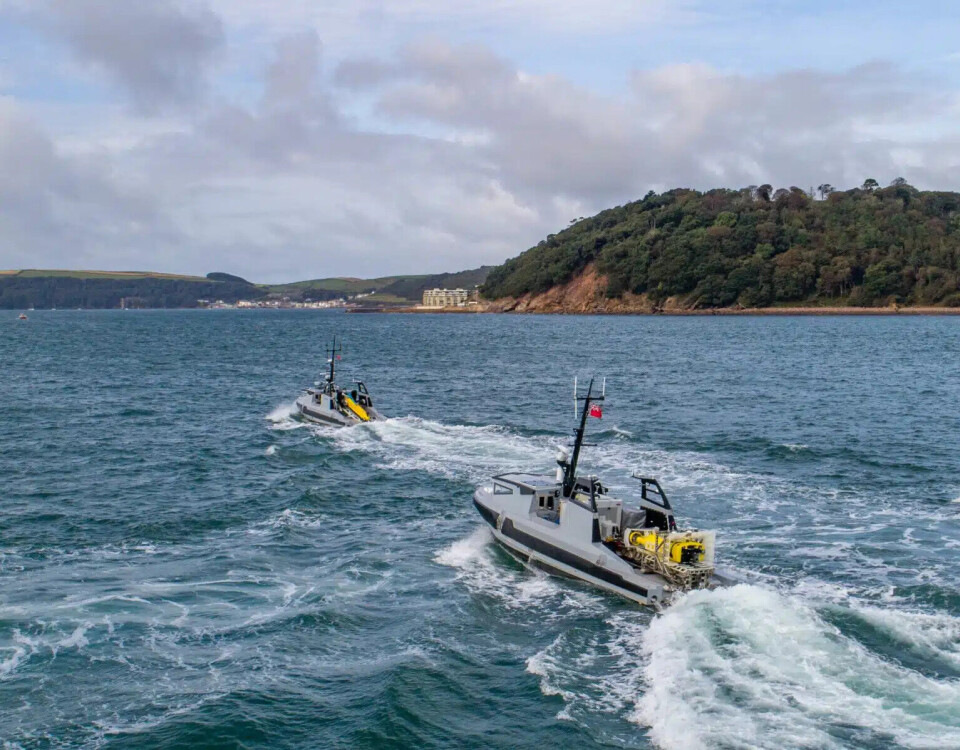 STORBRITANNIA: Royal Navy vil motta sine fire første systemer i løpet av året. Dette systemet reduserer eksponeringsrisikoen for personell om bord på skip samt sikkerheten til maritime ruter.