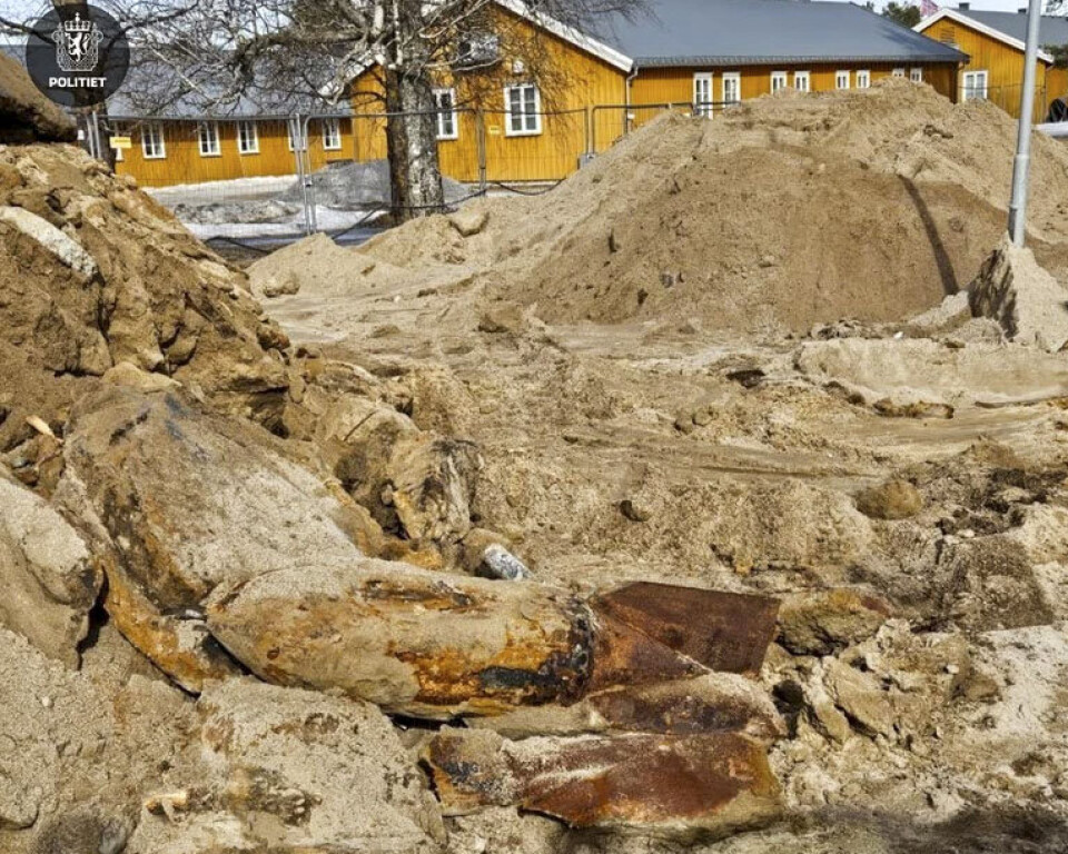 TERNINGMOEN: Bomben ble funnet under graving på Terningmoen leir i Elverum tirsdag.