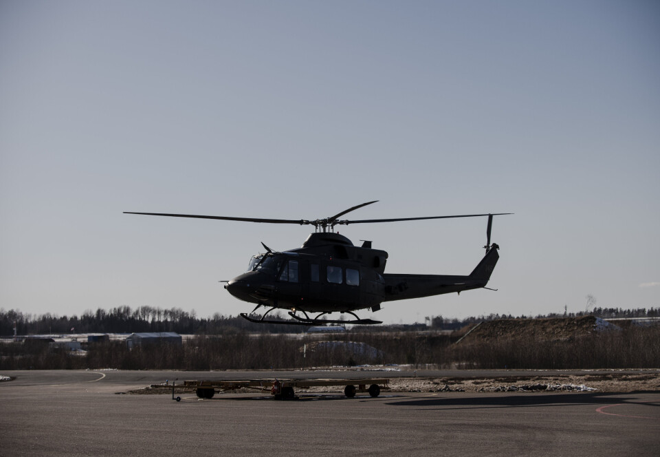RYGGE: Ifølge Aftenposten kan et luftkommando-senter i Bodø bli dyrt. Bildet viser et helikopter på Rygge under forsvarsminister Tore O. Sandvik besøk tidligere i mars.