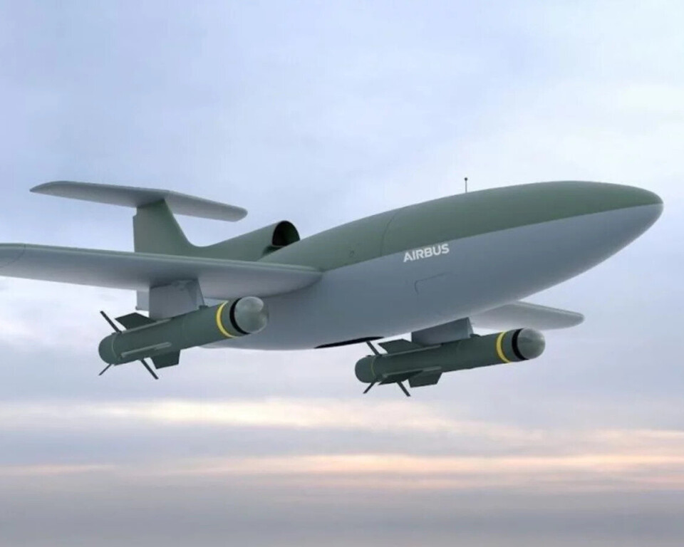 Viste frem missilbærende drone