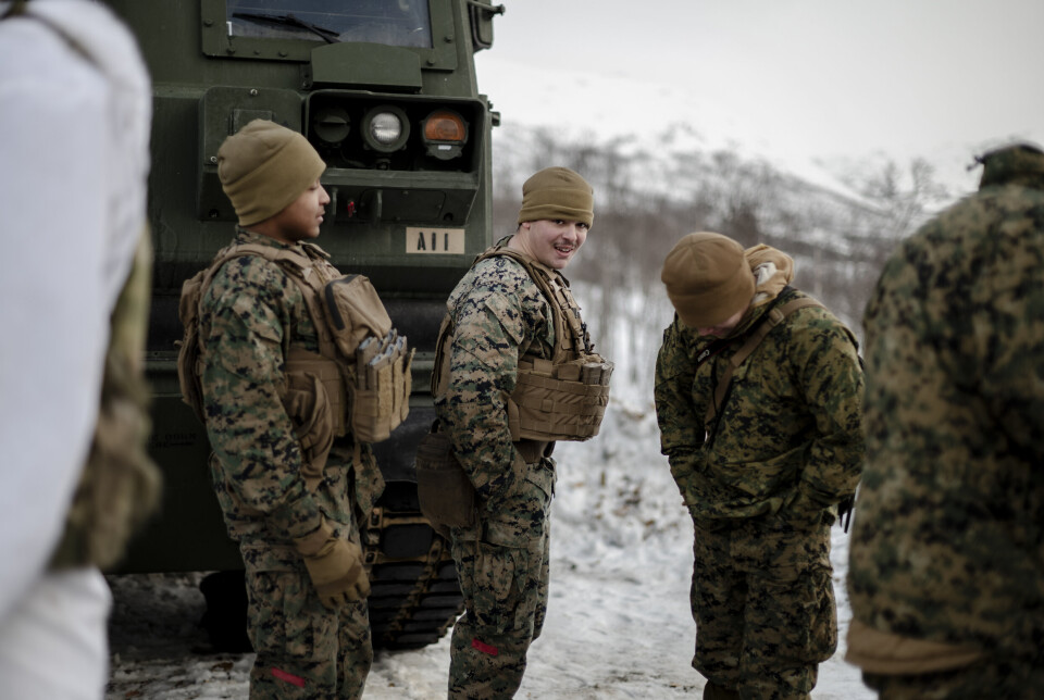 SAMARBEID: Amerikanske soldater på øvelsen Joint Viking i mars.