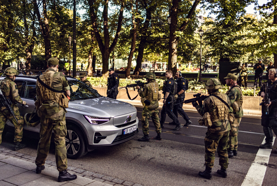 ØVELSE: Heimevernet og politiet under en øvelse i Oslo i 2023.
